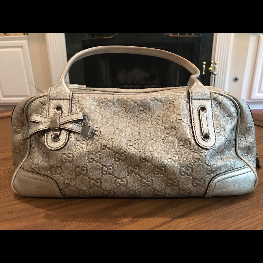Gucci silver tote & matching wallet